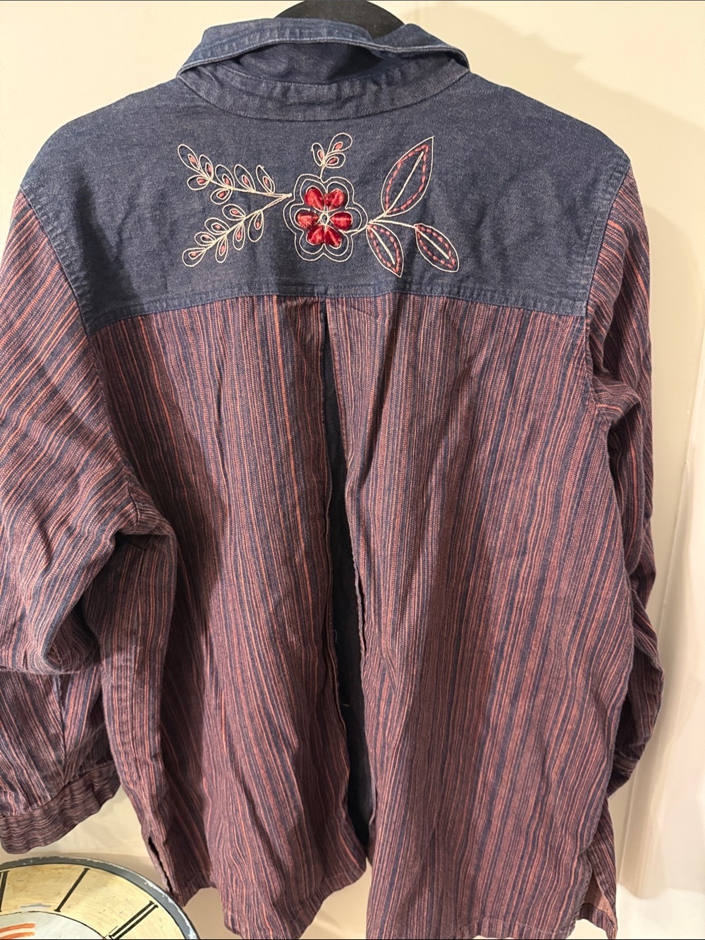 Vintage Liz & Me Embroidered Floral Button-Up Denim Shirt/jacket embroidered - Picture 7 of 9